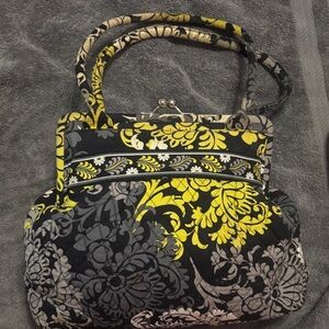 Vera Bradley Black and Yellow Floral Shoulder Bag